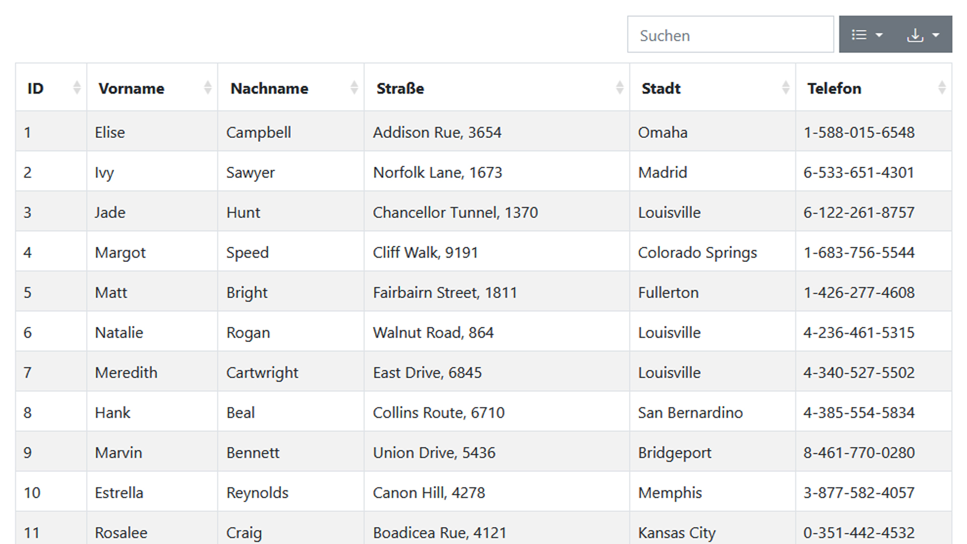 Interaktive Tabelle
